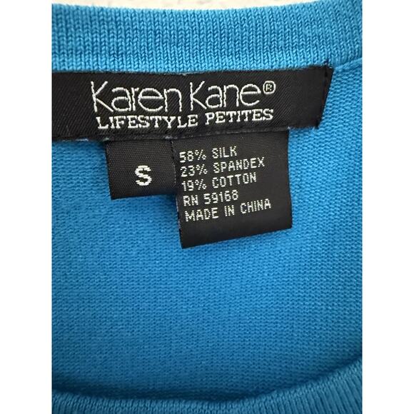Karen Kane Sweater Set Womens Small Teal Twinset V Neck Pullover + Tank Silk - Picture 6 of 8